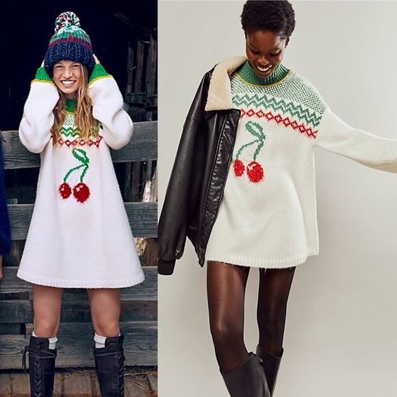 Free People Dresses & Skirts - NWT Free People Cherry Heart Sweater Dress
